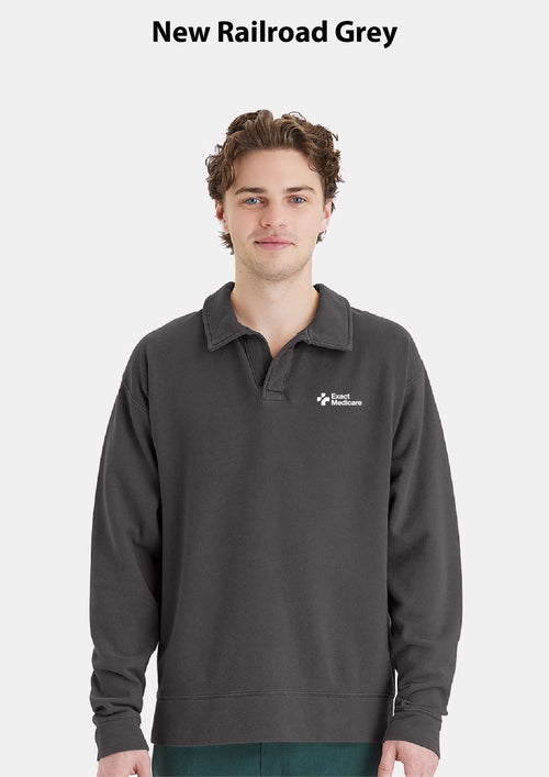 ComfortWash by Hanes Garment-Dyed Polo Collar Sweatshirt