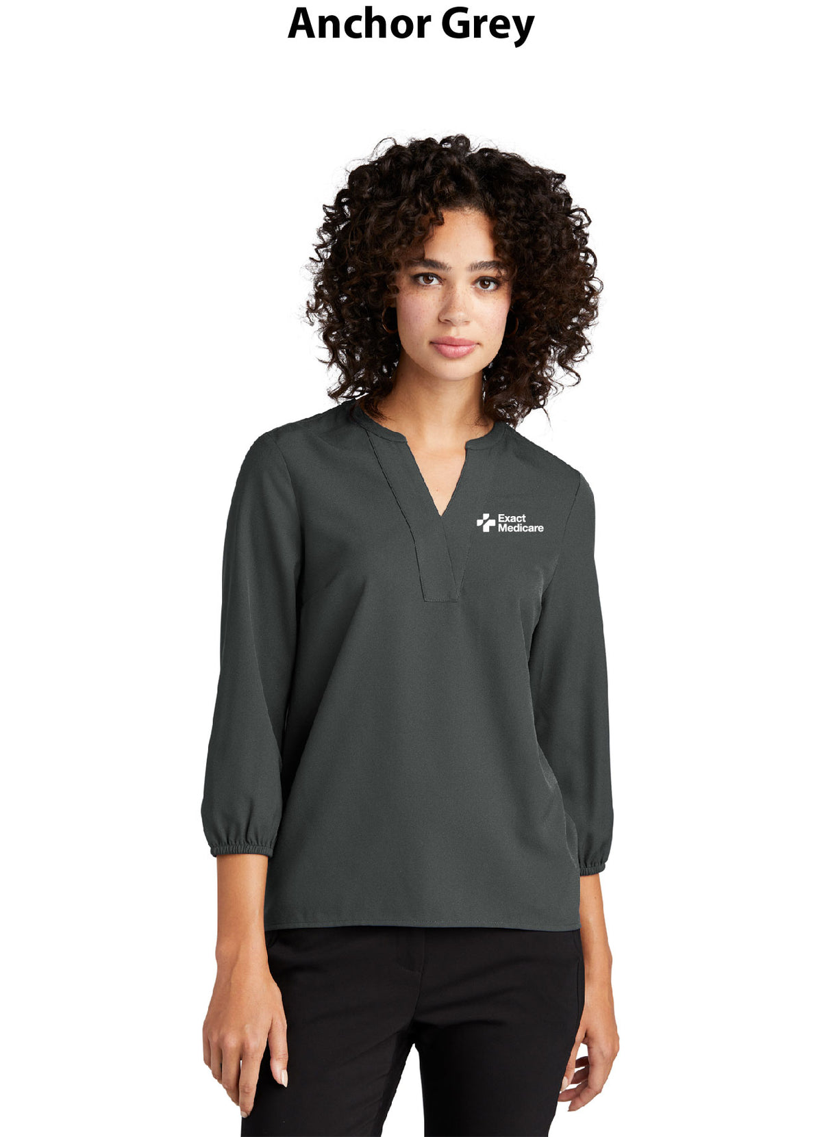 Mercer+Mettle Women's Stretch Crepe 3/4-Sleeve Blouse