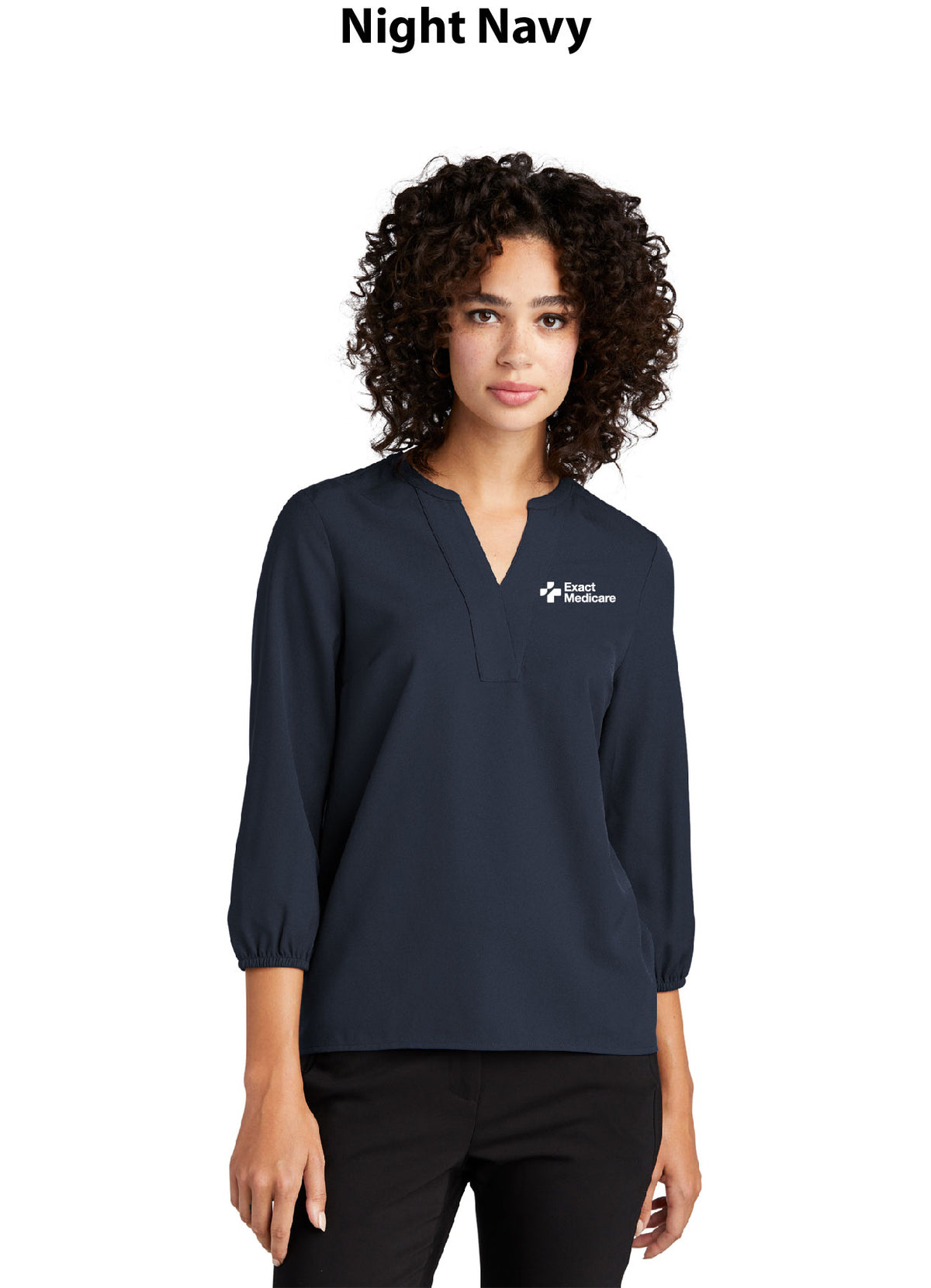 Mercer+Mettle Women's Stretch Crepe 3/4-Sleeve Blouse