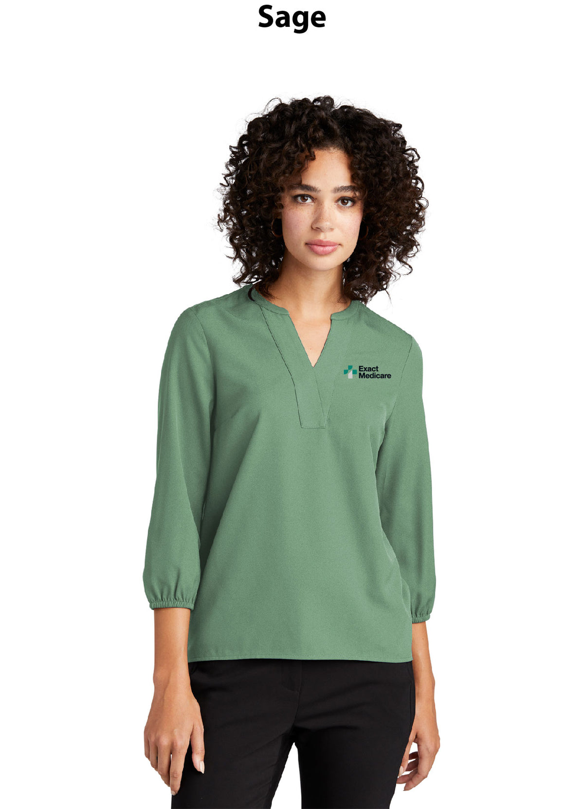 Mercer+Mettle Women's Stretch Crepe 3/4-Sleeve Blouse